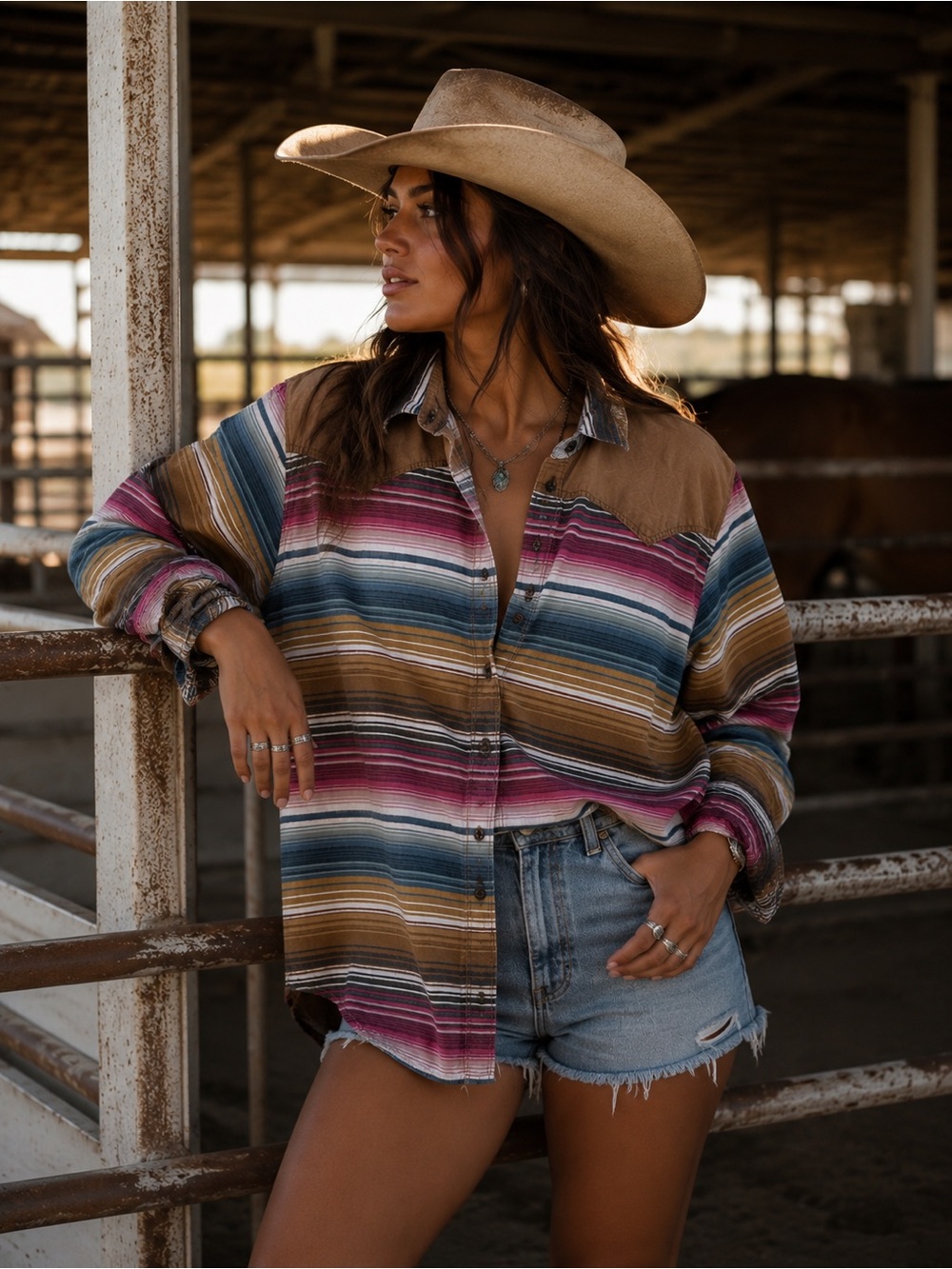 Ariat Tencel Serape Western Shirt XXL Southwestern Ranch Cowgirl Button Up